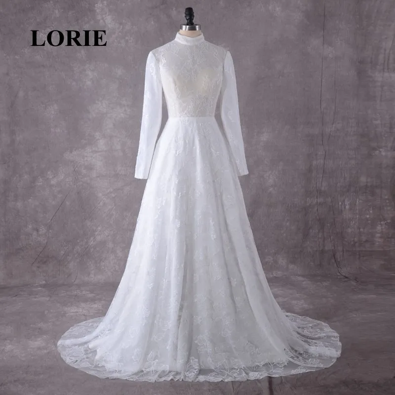 LORIE Wedding Dress Long Sleeve High Neck Lace Arabic Muslim Wedding Gowns With a Small Train Free Shipping Bridal Gown 2019
LORIE Wedding Dress Long Sleeve High Neck Lace Arabic Muslim Wedding Gowns With a Small Train Free Shipping Bridal Gown 2019