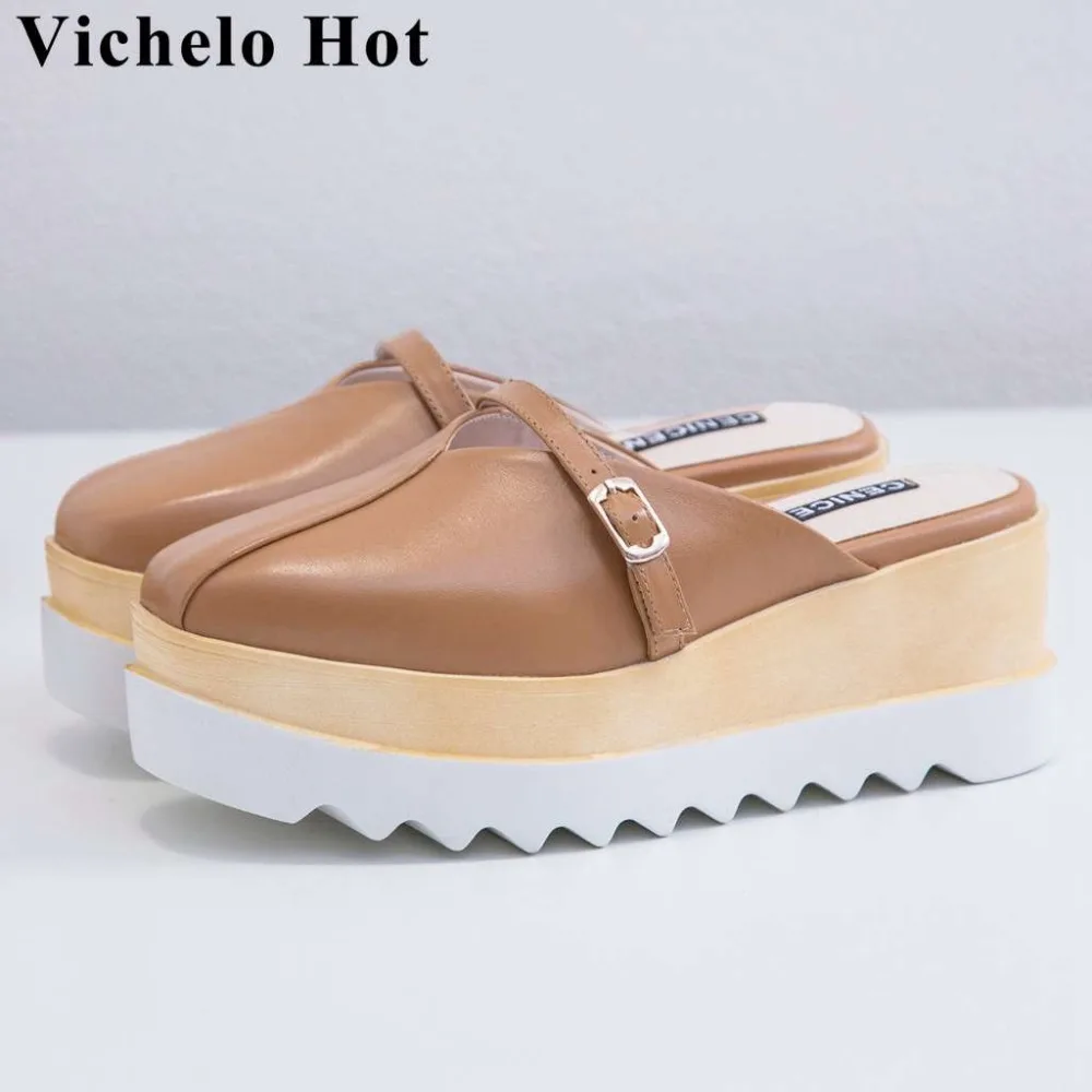 Vichelo Hot 2019 genuine leather wedges platform square toe slip on mules buckle belt pretty girls dating party casual shoes L52
Vichelo Hot 2019 genuine leather wedges platform square toe slip on mules buckle belt pretty girls dating party casual shoes L52