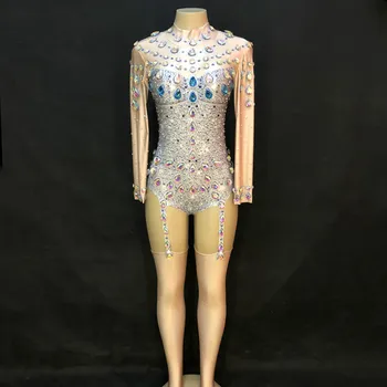 Women Sparkly Crystals Rhinestones Sexy Jumpsuit Nude Stretch Outfit Celebrate Festival Leotard Bar Singer Stage Dance Costume
Women Sparkly Crystals Rhinestones Sexy Jumpsuit Nude Stretch Outfit Celebrate Festival Leotard Bar Singer Stage Dance Costume