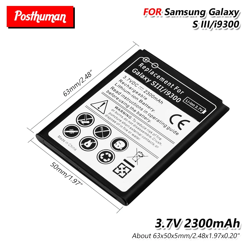 Литий ионный аккумулятор для смартфона 3 7 В 2300 мАч Samsung Galaxy S3 I9300 i9060 i9082 I535 i9305 i9308