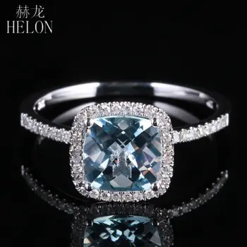 HELON 7x7mm Cushion 1.2ct Aquamarine 0.2ct Diamonds Engagement Anniversary Classical Jewelry Solid 10K White Gold Ring Women's
HELON 7x7mm Cushion 1.2ct Aquamarine 0.2ct Diamonds Engagement Anniversary Classical Jewelry Solid 10K White Gold Ring Women's