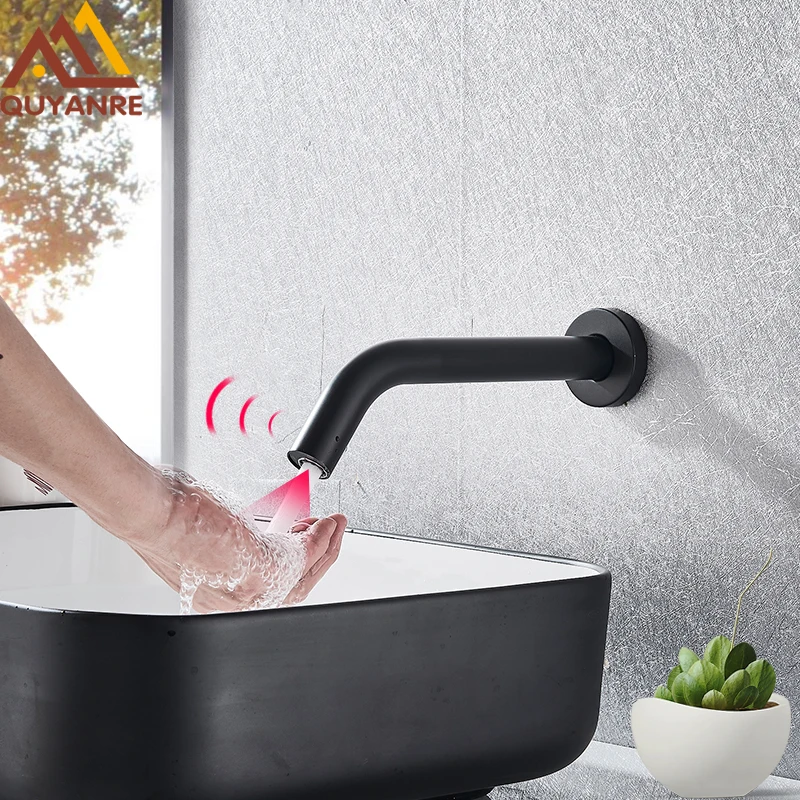 Quyanre Black Chrome Touchless Sensor Basin Faucet Handsfree Faucet Inductive Electric Plug Cold Water Mixer Tap Battery Power
Quyanre Black Chrome Touchless Sensor Basin Faucet Handsfree Faucet Inductive Electric Plug Cold Water Mixer Tap Battery Power
