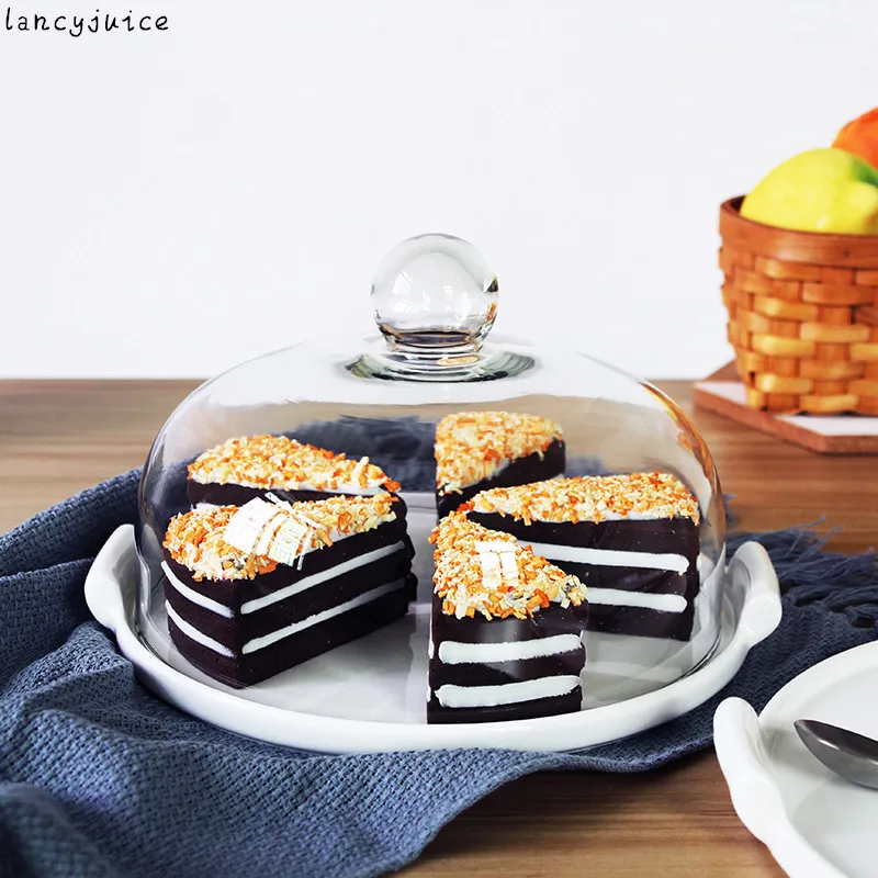 Ceramic Dinner Plate with Glass Cover Porcelain Serving Dish with Grip Decorative Dinnerware and Kitchenware for Cake and Butter
Ceramic Dinner Plate with Glass Cover Porcelain Serving Dish with Grip Decorative Dinnerware and Kitchenware for Cake and Butter