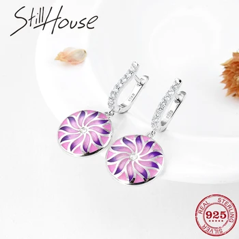 Hot Jewelry Valentine's Day Gift 925 Sterling Silver Pink and Purple Sunflower Enamel Earrings Silver Drop Earrings Party
Hot Jewelry Valentine's Day Gift 925 Sterling Silver Pink and Purple Sunflower Enamel Earrings Silver Drop Earrings Party
