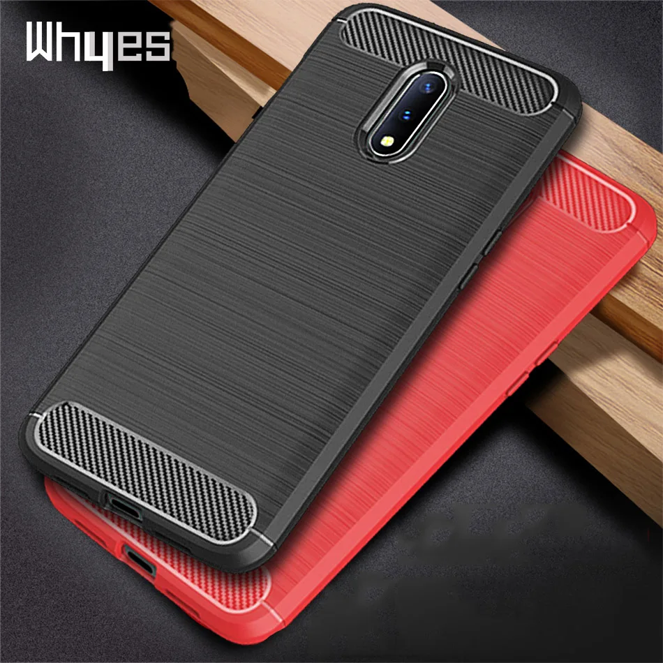 Силиконовый чехол Whyes для Oneplus 7 Pro 6 6T противоударный мягкий ТПУ из углеродного