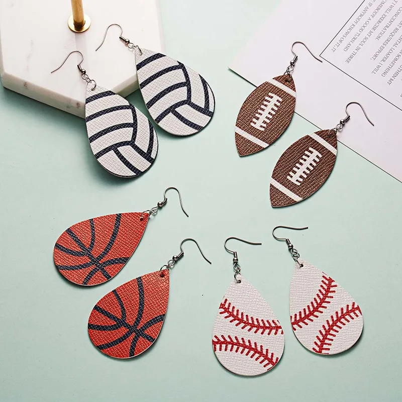Women's Faux PU Leather Sport Ball Print Teardrop Dangle Pierced Earrings Ladies Party Gift
Women's Faux PU Leather Sport Ball Print Teardrop Dangle Pierced Earrings Ladies Party Gift
