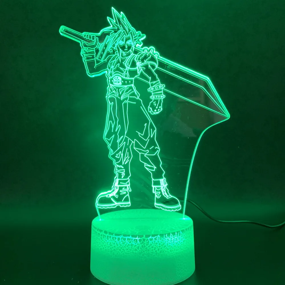 Novelty Light Final Fantasy Cloud Strife Figure Home Decor Color Changing Birthday Gift for Kids Bedroom 3d Led Night Light Lamp
Novelty Light Final Fantasy Cloud Strife Figure Home Decor Color Changing Birthday Gift for Kids Bedroom 3d Led Night Light Lamp