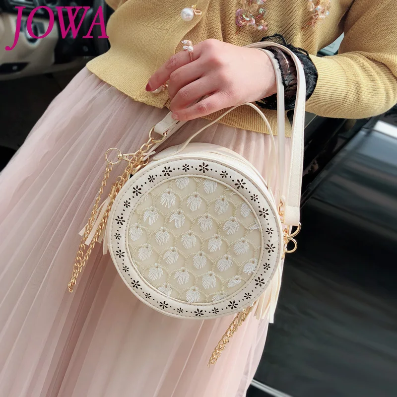 2019 New Design Women's Fashion Circle Handbags Sweet Lace Flowers Tassel Shoulder Bags Girl Pink Mini Cross-Body Clutch 2 Color
2019 New Design Women's Fashion Circle Handbags Sweet Lace Flowers Tassel Shoulder Bags Girl Pink Mini Cross-Body Clutch 2 Color