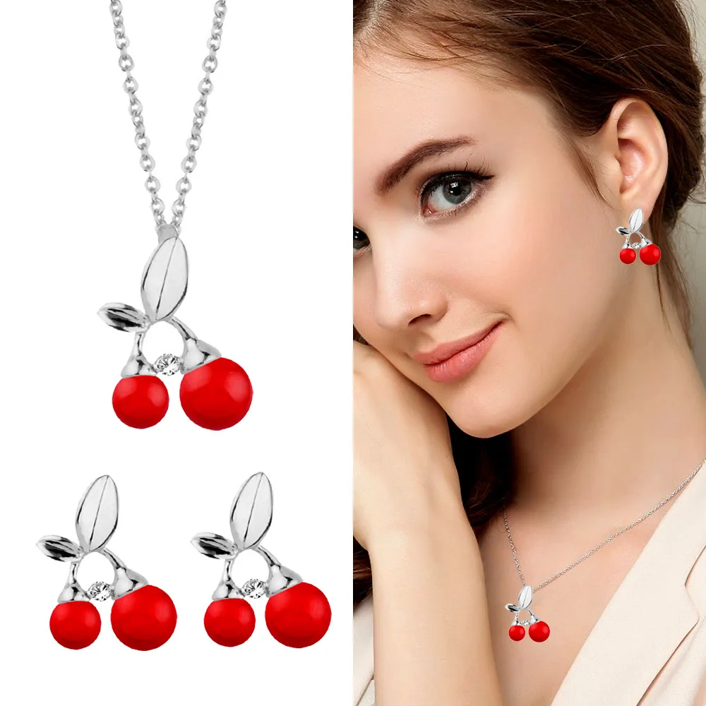 SINLEERY Cute Red Cherry Bridal Jewelry Sets Silver/Gold Color Women Wedding Engagement Jewelry Gifts TZ067 SSH
SINLEERY Cute Red Cherry Bridal Jewelry Sets Silver/Gold Color Women Wedding Engagement Jewelry Gifts TZ067 SSH