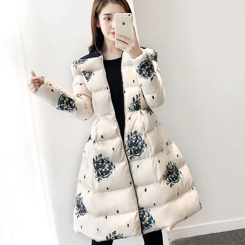 2019 Women Parka Thick Wadded Jacket Korean Floral Print Stand Collar Outerwear Female Warm Long Down Cotton Slim Parkas Coats
2019 Women Parka Thick Wadded Jacket Korean Floral Print Stand Collar Outerwear Female Warm Long Down Cotton Slim Parkas Coats