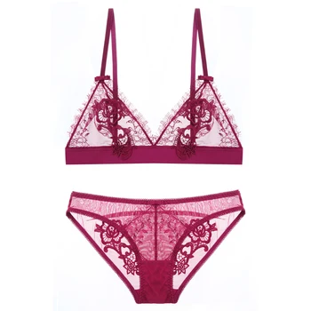 European Ultrathin Sexy Perspective Triangle Underwear Bras Brief Set Eyelashes Lace Nothing Wirefree Lingerie For Women 2018
European Ultrathin Sexy Perspective Triangle Underwear Bras Brief Set Eyelashes Lace Nothing Wirefree Lingerie For Women 2018
