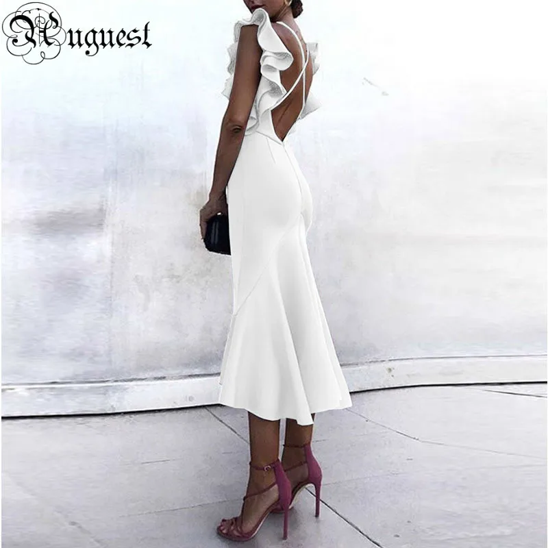 Uguest Women Reveal Back Pencil Dress Ruffles V-neck Empire Patchwork Summer Sexy Mermaid Party Dress White Black Vestidos
Uguest Women Reveal Back Pencil Dress Ruffles V-neck Empire Patchwork Summer Sexy Mermaid Party Dress White Black Vestidos