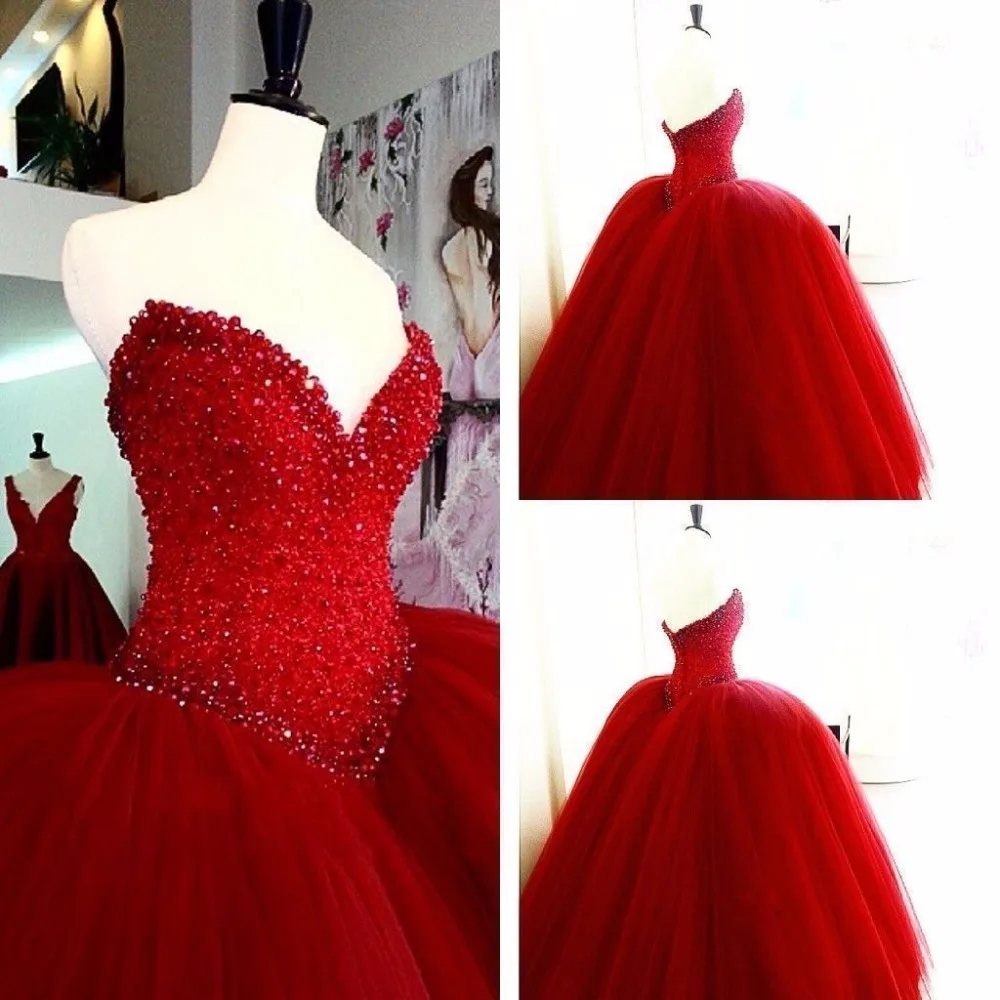 Luxury Crystals and Beads Wedding Dresses Tulle Long Red Ballgown Sweetheart Bridal Dresses
Luxury Crystals and Beads Wedding Dresses Tulle Long Red Ballgown Sweetheart Bridal Dresses