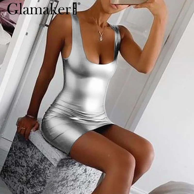 Glamaker Silver strap sexy bodycon dress Women summer sleeveless mini dress elegant Female short sheath party club dress vestido
Glamaker Silver strap sexy bodycon dress Women summer sleeveless mini dress elegant Female short sheath party club dress vestido