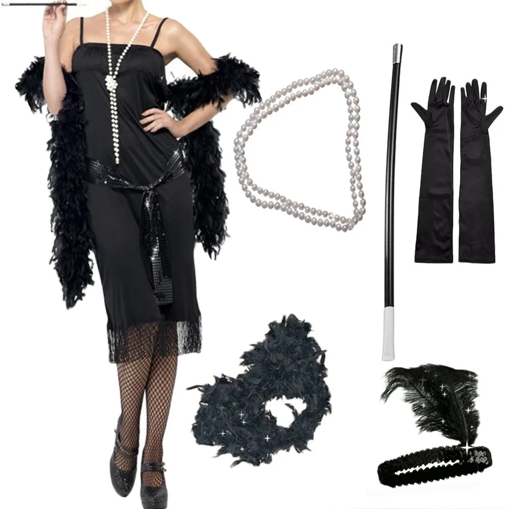 5pcs/set Black Color Girl Dress Up Accessories Sequin Feather Headband Necklace Gloves Cigarette Holder Flapper Type Fancy Ball
5pcs/set Black Color Girl Dress Up Accessories Sequin Feather Headband Necklace Gloves Cigarette Holder Flapper Type Fancy Ball