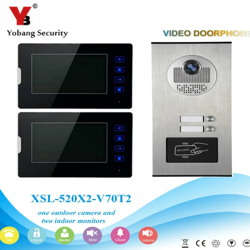 Yobang Security Wired 7 Inch Visual Home Video Intercom Hand-free 1-camera 2-monitor Night Vision IR1000 TVL Camera For 2-Family
Yobang Security Wired 7 Inch Visual Home Video Intercom Hand-free 1-camera 2-monitor Night Vision IR1000 TVL Camera For 2-Family