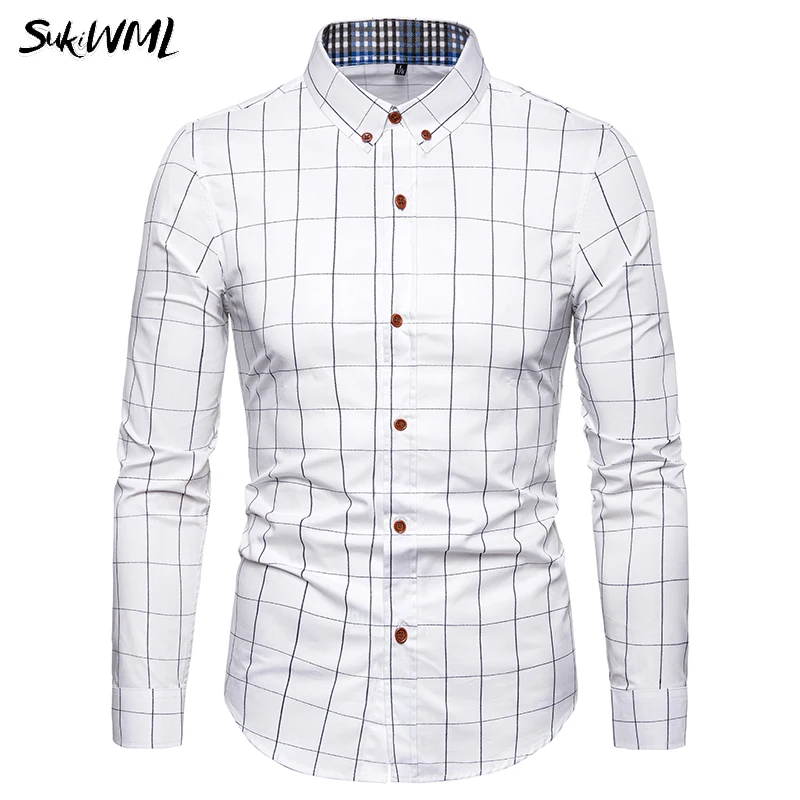 SUKIWML Plaid Shirt Men 2019 100% Cotton Chemise Homme Long Sleeves Business Shirt Men Blouse Slim Fit Wedding Camisas Hombre
SUKIWML Plaid Shirt Men 2019 100% Cotton Chemise Homme Long Sleeves Business Shirt Men Blouse Slim Fit Wedding Camisas Hombre