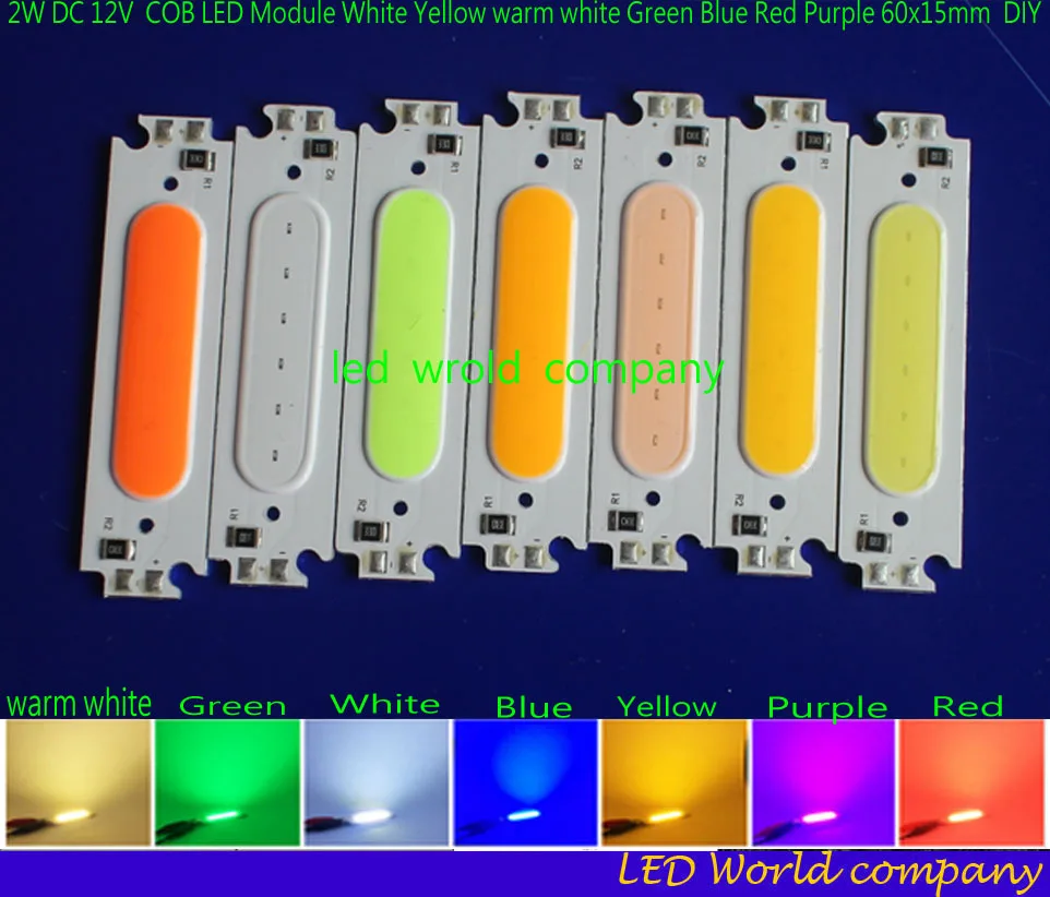 2017 New Arrival DC 12V 2W COB LED Module Chip Light Bulb White Yellow Orange Green Blue Red Purple Lamp for DIY 60x15mm
2017 New Arrival DC 12V 2W COB LED Module Chip Light Bulb White Yellow Orange Green Blue Red Purple Lamp for DIY 60x15mm