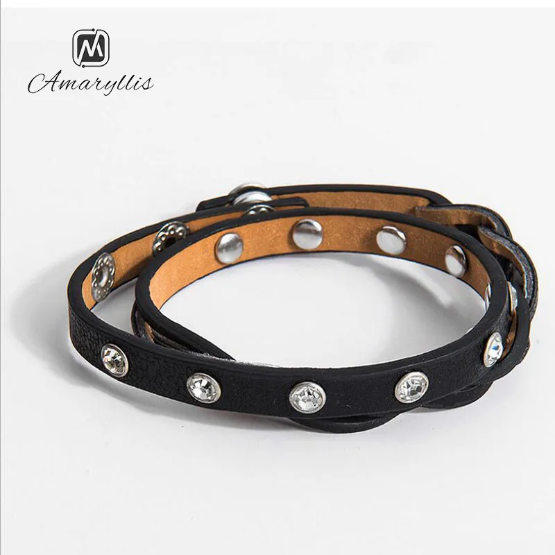 Amaiyllis Punk Rivet Rhinestone Cuff Bracelet Rope Bangle For Women & Men Simple PU Wristband Braided Bracelet Bangle Pulseras
Amaiyllis Punk Rivet Rhinestone Cuff Bracelet Rope Bangle For Women & Men Simple PU Wristband Braided Bracelet Bangle Pulseras