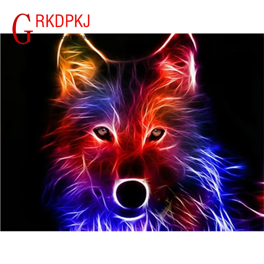 Красочные голова Волка 5D DIY Алмазная картина Свадебная декоративная вышивка