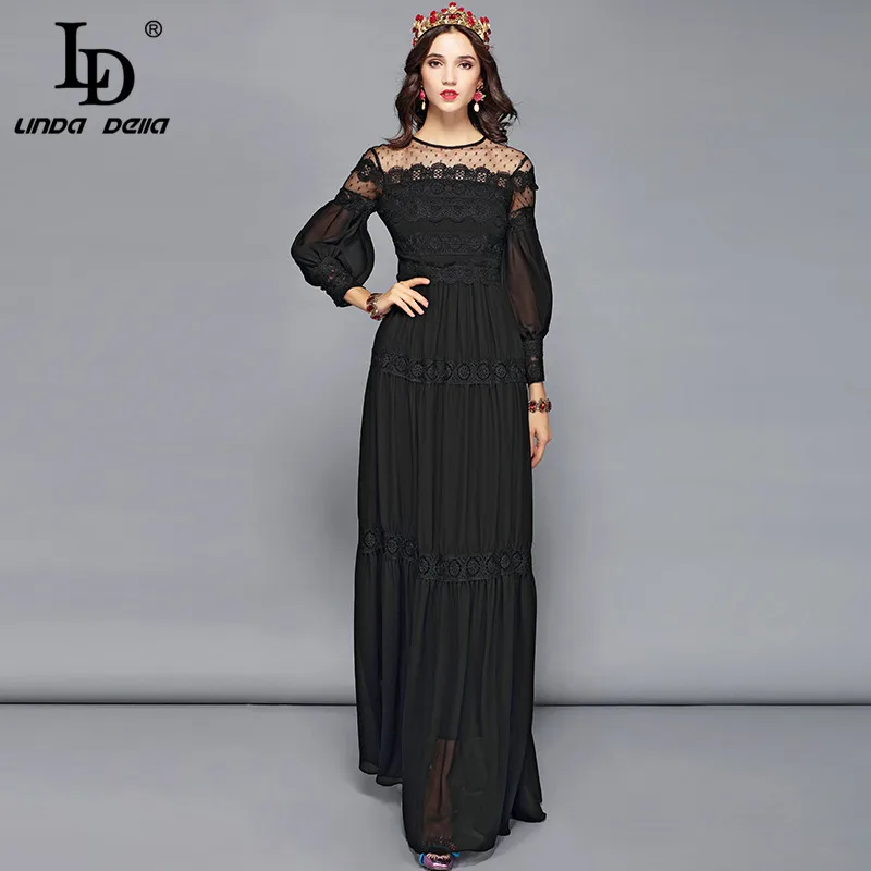 LD LINDA DELLA Elegant Black Dress Women's Long Sleeve Flower Embroidery Maxi Long Dress Floor Length Formal Party Dresses
LD LINDA DELLA Elegant Black Dress Women's Long Sleeve Flower Embroidery Maxi Long Dress Floor Length Formal Party Dresses