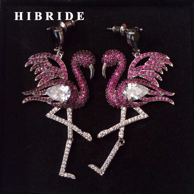HIBRIDE Red Rhinestone CZ Stone Pave Beautiful Flamingo Pendant Earrings Women Wedding Drop Earring European Fashion E-399
HIBRIDE Red Rhinestone CZ Stone Pave Beautiful Flamingo Pendant Earrings Women Wedding Drop Earring European Fashion E-399
