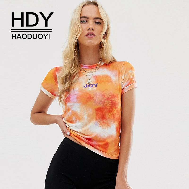 HDY Haoduoyi Street Style Round Neck Tops Simple Slim Fit Personality Tees Slim Printing Short Sleeve Spinning Tie Short T-shirt
HDY Haoduoyi Street Style Round Neck Tops Simple Slim Fit Personality Tees Slim Printing Short Sleeve Spinning Tie Short T-shirt