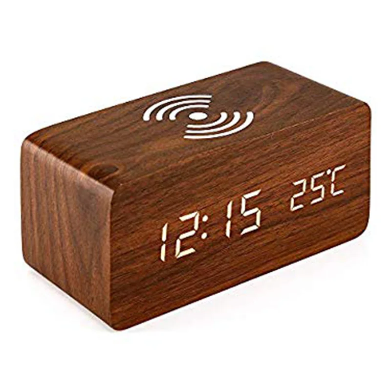 Qi Wireless Charging Charger Pad Sound Control Alarm Clock With Wood LED Digital Clock For samsung xiaomi huawei Wooden
Qi Wireless Charging Charger Pad Sound Control Alarm Clock With Wood LED Digital Clock For samsung xiaomi huawei Wooden