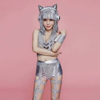 DJ DS Sparkly Crystals Silver Mirrors Vest Short Hollow Pant Sexy Set Women Party Costume Female Singer Dance Show Unique Outfit
DJ DS Sparkly Crystals Silver Mirrors Vest Short Hollow Pant Sexy Set Women Party Costume Female Singer Dance Show Unique Outfit