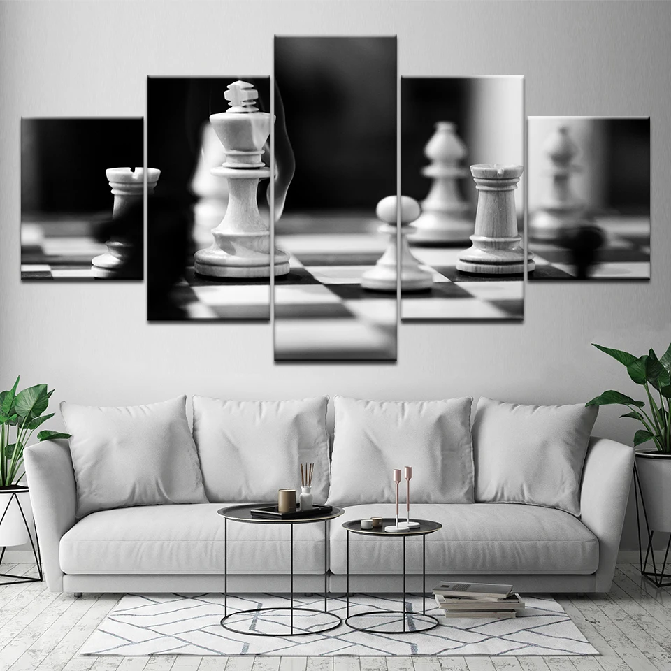 Modular Prints Pictures Home Decor 5 Panel Monochrome Black And White Chess Paintings Canvas Poster Bedroom Wall Artwork Frame
Modular Prints Pictures Home Decor 5 Panel Monochrome Black And White Chess Paintings Canvas Poster Bedroom Wall Artwork Frame