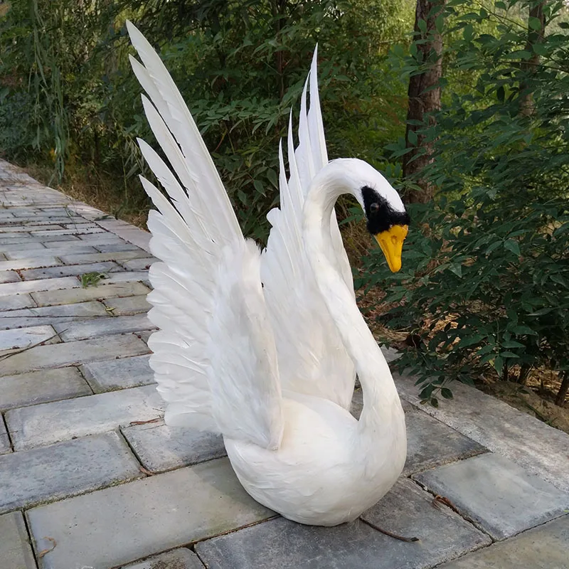 Реалистичная игрушка 30x45 см белая модель лебедя пенопласт и перья лебедь с