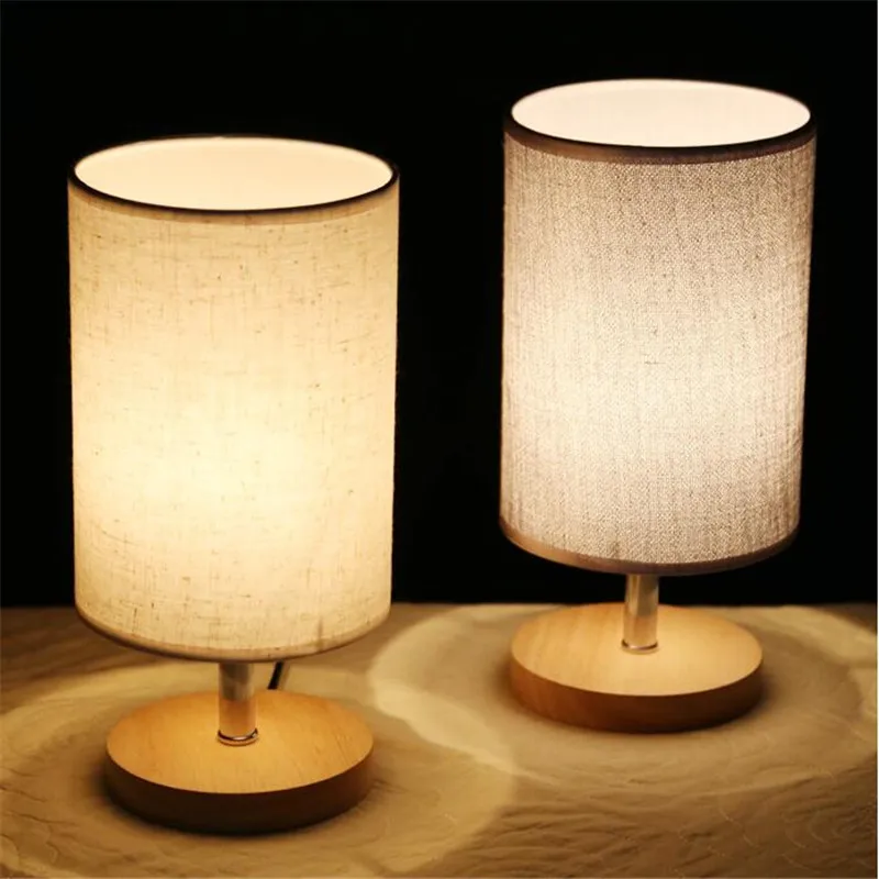 Modern Brief Fashion Fabric Wooden Table Lamp For Bedroom Bedside Bar Restaurant Led E27 Lights 1262 | Лампы и освещение