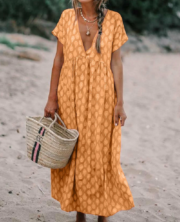 Plus Size 5XL Summer Boho Style Long Dress Women Short Sleeve Loose Casual Beach Dress Vintage Maxi Dresses
Plus Size 5XL Summer Boho Style Long Dress Women Short Sleeve Loose Casual Beach Dress Vintage Maxi Dresses