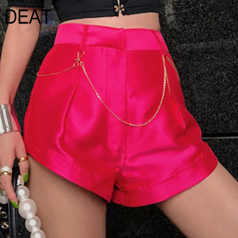 DEAT 2019 Summer New Sexy Clothes Women High Waist Solid Color Metal Chain Decoration Drawstring Mat Fabric Shorts QH61603
DEAT 2019 Summer New Sexy Clothes Women High Waist Solid Color Metal Chain Decoration Drawstring Mat Fabric Shorts QH61603