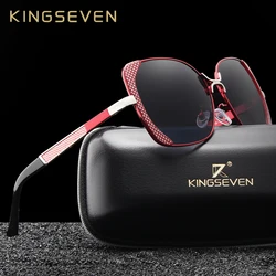 Женские солнцезащ.очки в форме бабочки KINGSEVEN, черно-красные солнцезащитные очки в форме бабочки с очень крупными поляризованными градиентн...