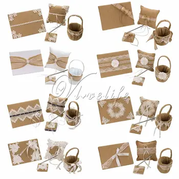 4Pcs/Set Burlap Vintage Hessian Linen Lace Vintage Wedding Ceremony Guest Book Pen holder Ring Pillow Flower Basket Decor
4Pcs/Set Burlap Vintage Hessian Linen Lace Vintage Wedding Ceremony Guest Book Pen holder Ring Pillow Flower Basket Decor