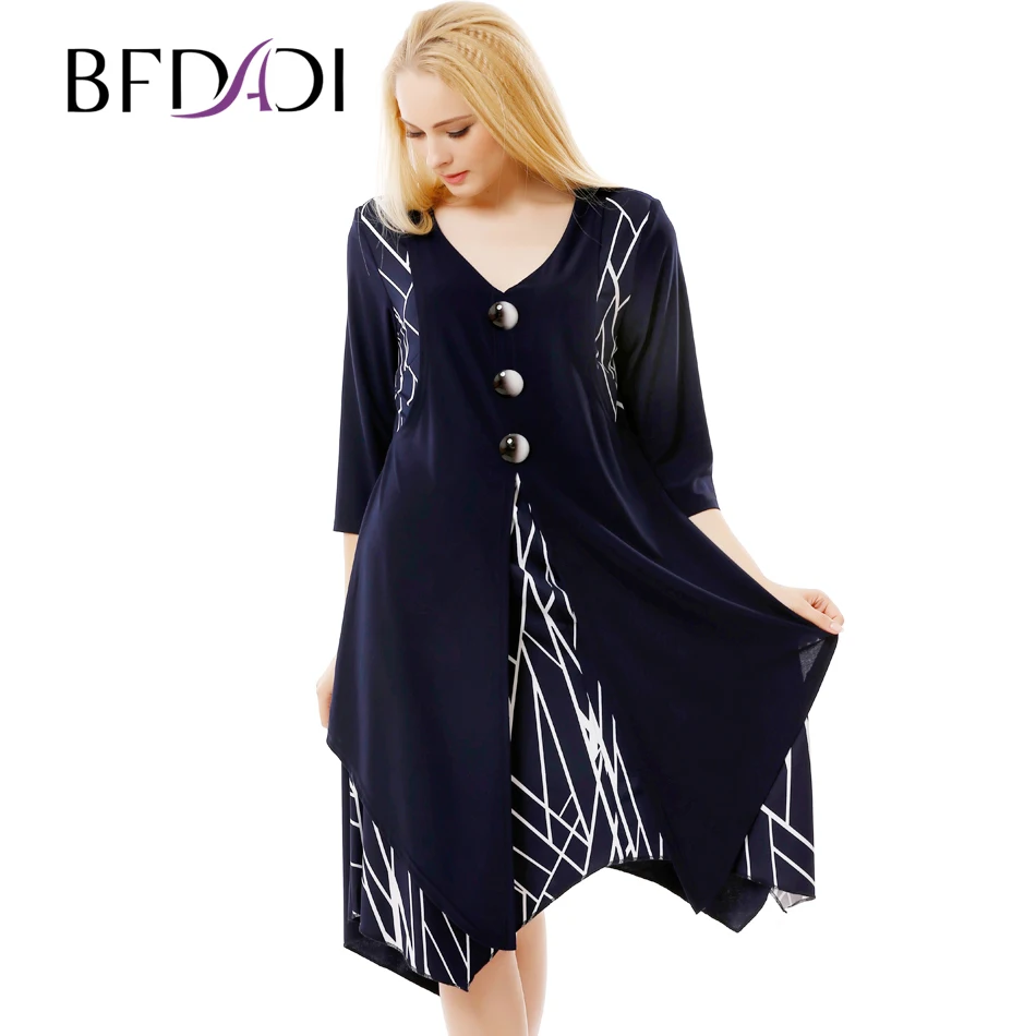 BFDADI New Arrival 2016 Women Retro Casual Loose A-Line Dress 3/4 Sleeved Splicing Irregular hem Big size dress xl-6xl 7-3580
BFDADI New Arrival 2016 Women Retro Casual Loose A-Line Dress 3/4 Sleeved Splicing Irregular hem Big size dress xl-6xl 7-3580