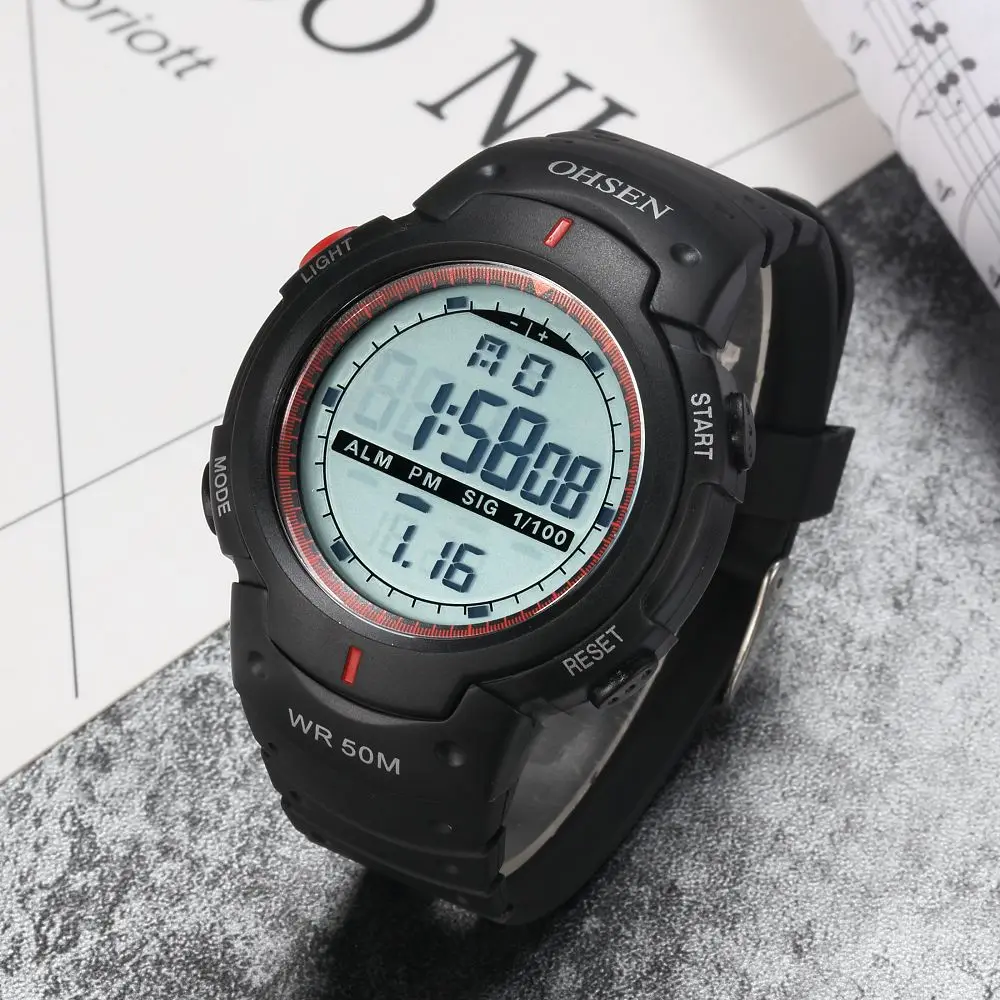 Top Brand OHSEN Fashion Style Quartz Digital Man Mens Watch 50m Swim Watch Male LED Sports Silicone Strap Casual Wristwatch Gift
Top Brand OHSEN Fashion Style Quartz Digital Man Mens Watch 50m Swim Watch Male LED Sports Silicone Strap Casual Wristwatch Gift