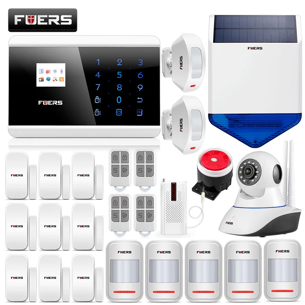 FUERS 8218G Alarm System Security Home Android IOS Touch Screen Keypad Wireless GSM PSTN SMS Burglar Solar Siren Alarm System
FUERS 8218G Alarm System Security Home Android IOS Touch Screen Keypad Wireless GSM PSTN SMS Burglar Solar Siren Alarm System