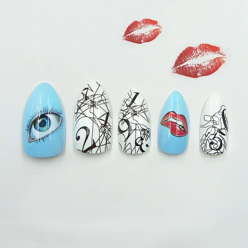 24Pcs Fake Nails Stiletto Nails Art Press on Blue Lips and Eyes Energy with Designs faux ongles Artificial Nail Tips Glue
24Pcs Fake Nails Stiletto Nails Art Press on Blue Lips and Eyes Energy with Designs faux ongles Artificial Nail Tips Glue