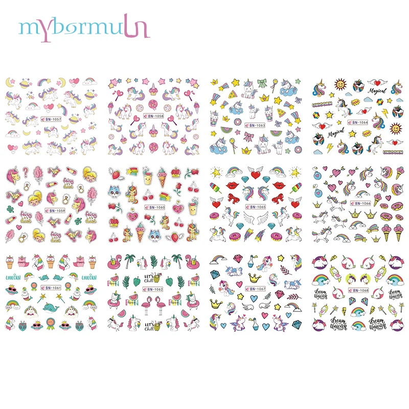 1 Set 12 Designs Unicorns Nail Sticker Water Transfer Decals Cartoon Lovely Nail Art Decorations Manicure Tattoo BN1057-1068
1 Set 12 Designs Unicorns Nail Sticker Water Transfer Decals Cartoon Lovely Nail Art Decorations Manicure Tattoo BN1057-1068