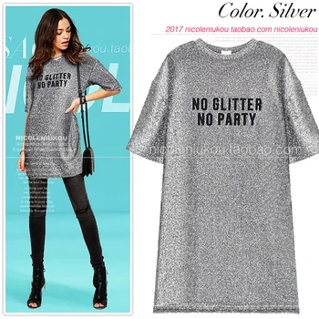Bright Sliver Women's T-shirts 2018 New Spring Summer Medium-long Basic Tops O Neck Letter Short Sleeve Tops Tees Loose
Bright Sliver Women's T-shirts 2018 New Spring Summer Medium-long Basic Tops O Neck Letter Short Sleeve Tops Tees Loose