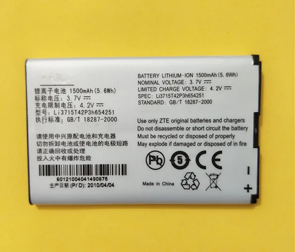 AZK New LI3715T42P3H654251 Battery For ZTE U790 V790 N790 N790S U805 U232 U230 U230 U215,U700,U600,R750,AC30,MF30AC33,X920,N700
AZK New LI3715T42P3H654251 Battery For ZTE U790 V790 N790 N790S U805 U232 U230 U230 U215,U700,U600,R750,AC30,MF30AC33,X920,N700