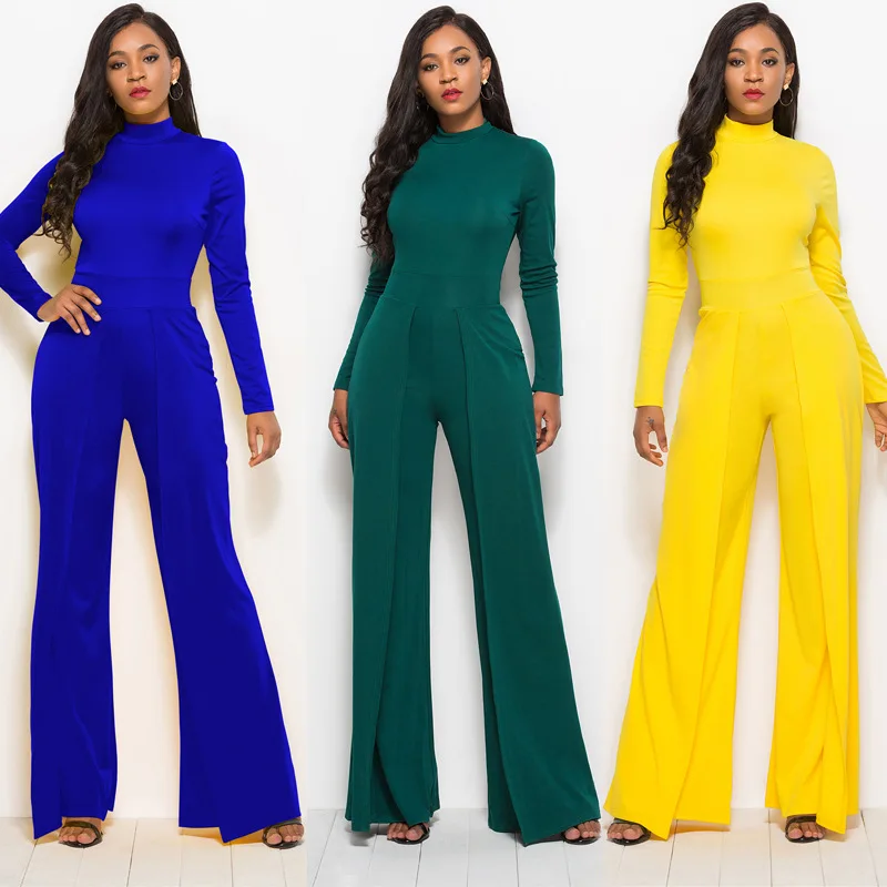 Women Jumpsuits Long Sleeve Wide Leg High Waist Cusual Solid Summer Autumn Fashion Basic Style Blue Green Female Yellow Overalls
Women Jumpsuits Long Sleeve Wide Leg High Waist Cusual Solid Summer Autumn Fashion Basic Style Blue Green Female Yellow Overalls