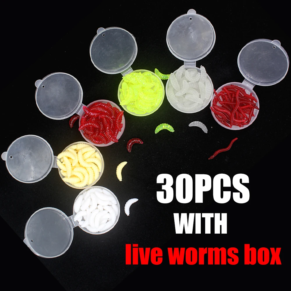 30PCS with live worm box 2cm 0.3g maggot Grub Soft Fishing Lure hooks smell Worms Glow Shrimps Fish Lures
30PCS with live worm box 2cm 0.3g maggot Grub Soft Fishing Lure hooks smell Worms Glow Shrimps Fish Lures