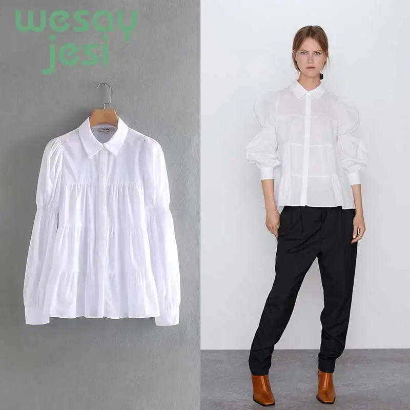 2019 New Autumn Lapel Long Sleeve Fold White Loose Shirt Women Blouse Fashion Tide button casual loose tops
2019 New Autumn Lapel Long Sleeve Fold White Loose Shirt Women Blouse Fashion Tide button casual loose tops