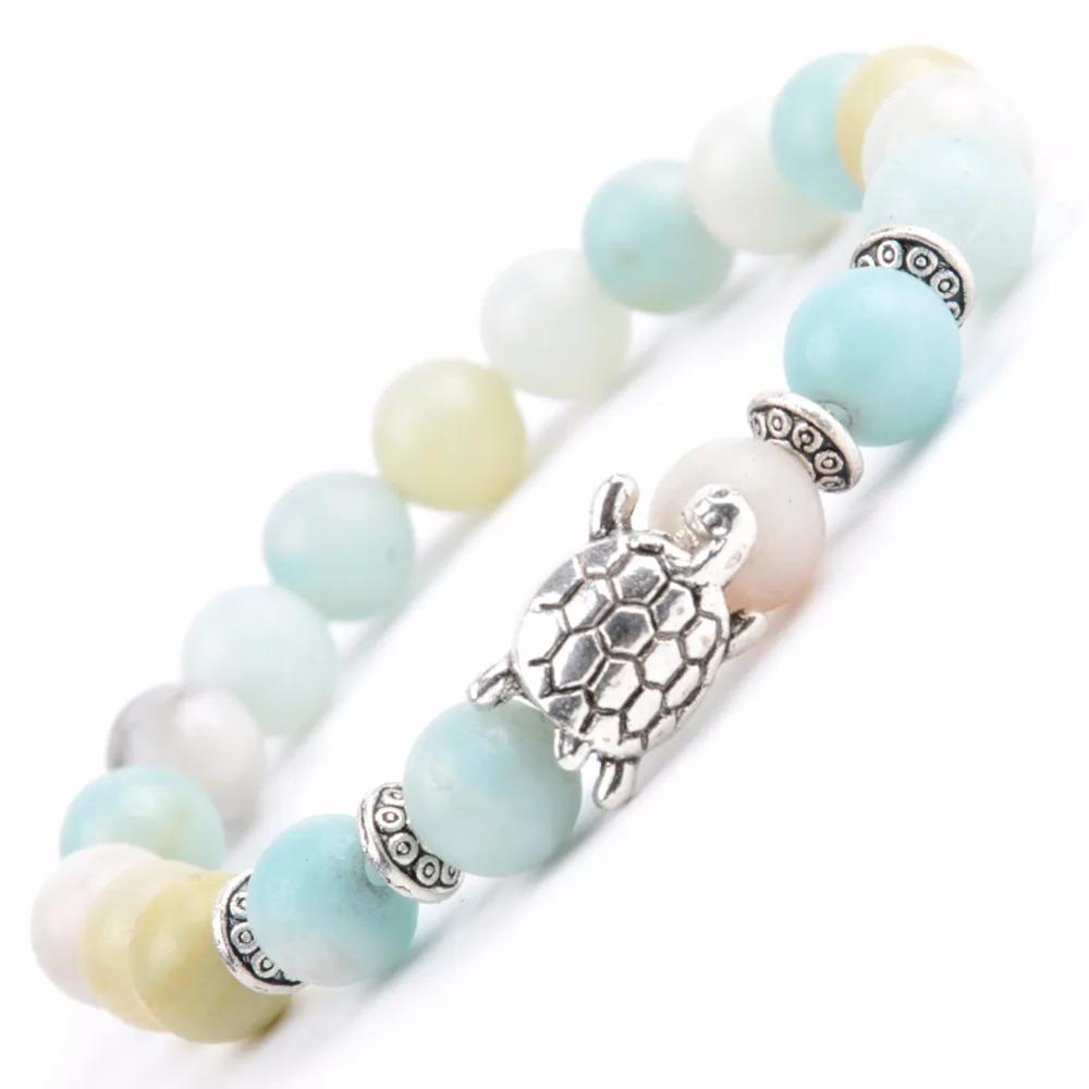 Trendy Men Women Bracelet Natural Stone Bracelets Amazonite Turquoises Beads Silvers Plated Turtle Animal Charm Bangles pulseira
Trendy Men Women Bracelet Natural Stone Bracelets Amazonite Turquoises Beads Silvers Plated Turtle Animal Charm Bangles pulseira