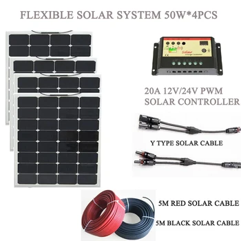 200w solar system kits 4pcs*50w flexible solar panel 1 pcs 20A 12V/24V solar charge controller 1 pair Y type connector
200w solar system kits 4pcs*50w flexible solar panel 1 pcs 20A 12V/24V solar charge controller 1 pair Y type connector