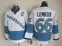 Mario Lemieux #66 Tom Barrasso #35 Jaromir Jagr #68 Pittsburgh Throwback Stitched Ice Hockey Jersey image