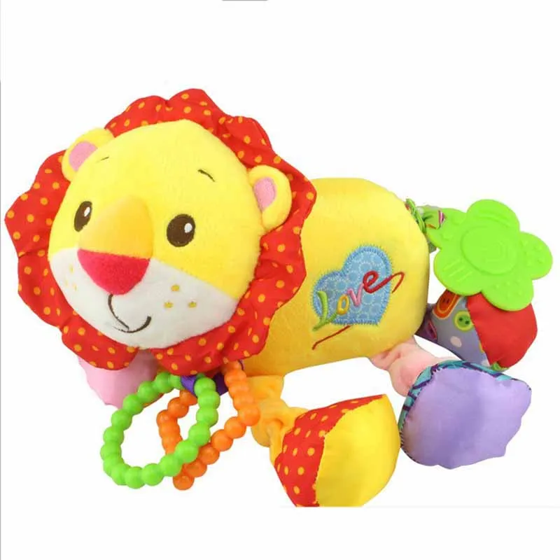 35*22CM Musical Cute Rattles Bed Crib Stroller Kids Stuffed Doll Vibrator Dog Hand Bell Shake RingToy With Teether D012 20